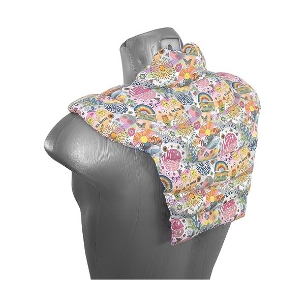 Tour de cou pour vertèbres cervicales avec col montant et partie dorsale - Tissu biologique Flower Power- Coussin thermique 2