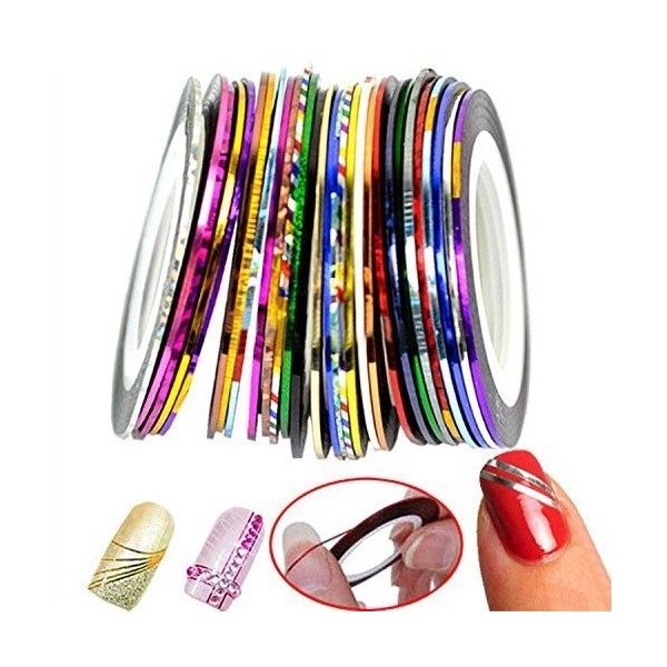 DILISEN 30 Couleurs Multicolores Couleurs mélangées Rouleaux Bande de Bande de Bande Ligne Nail Art décoration Autocollant Br