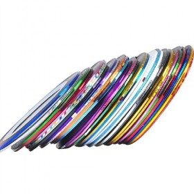 DILISEN 30 Couleurs Multicolores Couleurs mélangées Rouleaux Bande de Bande de Bande Ligne Nail Art décoration Autocollant Br