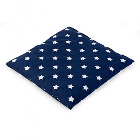 Coussin en graines de lin - 19 x 19 cm - Étoiles bleues - Petit coussin chauffant et compresse froide