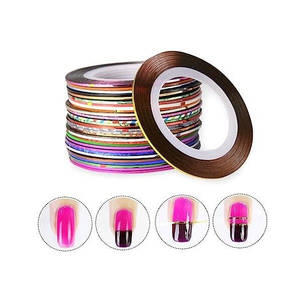 Healifty 30 Rouleaux Nail Art Autocollants DIY Nail Tip Nail Tape Pour Nail Art Glitter Nail Strip Nail Line Tape Nail Art Ta