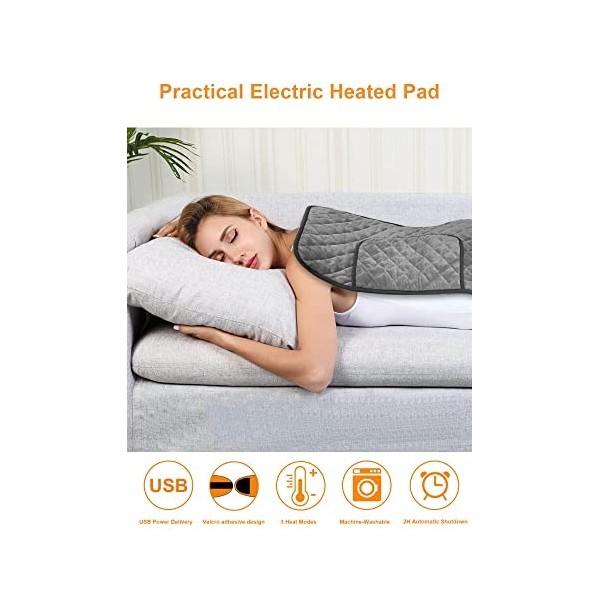 Coussin chauffant électrique chauffant pour chaleur humide et sèche avec 3 niveaux de chaleur ultra doux et confortable lavab