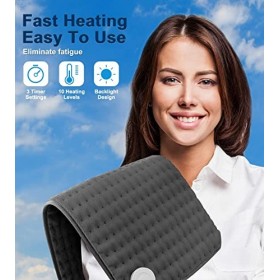 Coussin Chauffant, 60x30 cm OCSOSO Coussins Chauffants Très Grands, larrêt Automatique et les 10 Niveaux de Chaleur, Le Cous
