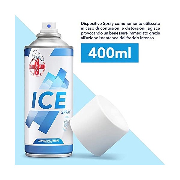 AIESI® Froid Spray instantané avec MENTHOL bombe de 400 ml ICE SPRAY, Made in Italy