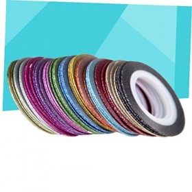 Lurrose 52 Rouleaux Glitter Autocollants Ruban Décoratif Nail Art Autocollants Nail Art Bande Ligne Bande Clignotante Nail Ar