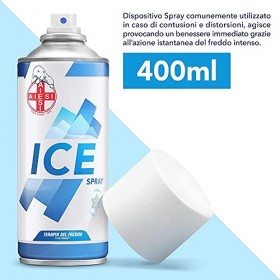AIESI® Froid Spray instantané avec MENTHOL bombe de 400 ml ICE SPRAY Paquet de 6 pièces , Made in Italy