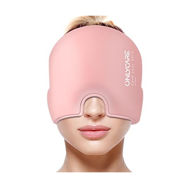 ONLYCARE Migraine Cap Bonnet migraine poche de glace, Poche de glace en gel, Migraine Masque de glace anti migraine Bonnet ra