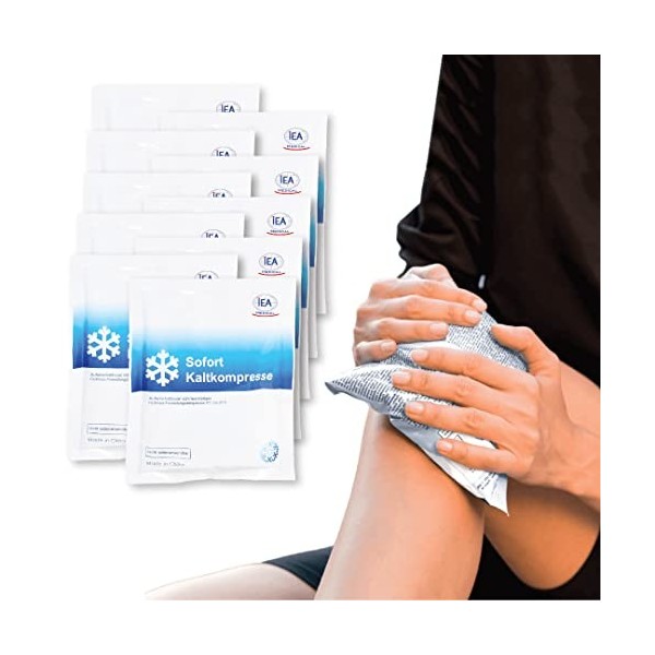 IEA Medical Lot de 10 compresses froides instantanées 15,2 x 12,7 cm | Compresses froides jetables à usage externe | Coussi