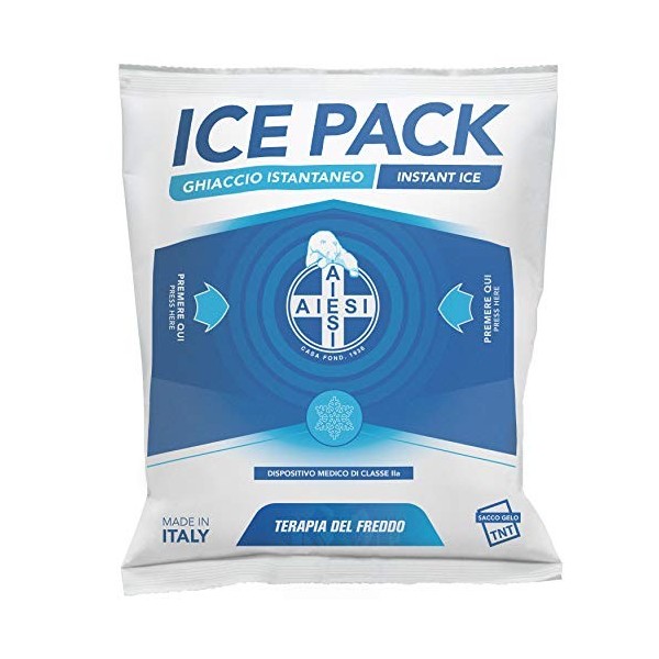 AIESI® Froid instantané jetable sachet en TISSU NON TISSÉ taille 14x18 cm ICE PACK Paquet de 25 pièces , Made in Italy