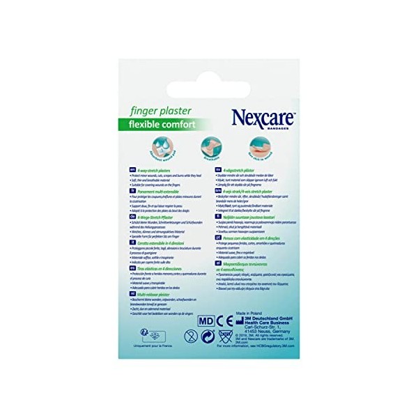 Pansements pour les doigts Nexcare Flexible Comfort, 44.5 mm x 51 mm, 10/Boîte