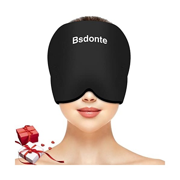 Bsdonte Masque Migraine - Extensible Bonnet Migraine Froid, RéUtilisable Bonnet Anti Migraine, Compresse Chaud Froid Poche De