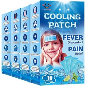 40 x EasYeah Patch de Gel Refroidissant pour la Fièvre, Patch de Gel Rafraîchissant pour la Fièvre et des Migraines - pour Bé
