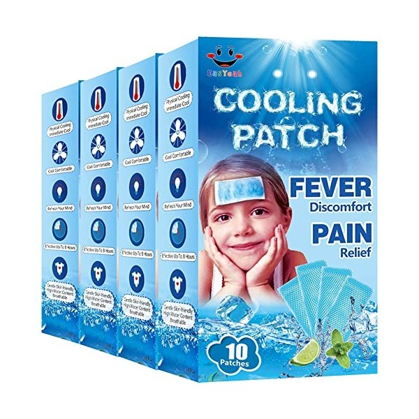 40 x EasYeah Patch de Gel Refroidissant pour la Fièvre, Patch de Gel Rafraîchissant pour la Fièvre et des Migraines - pour Bé