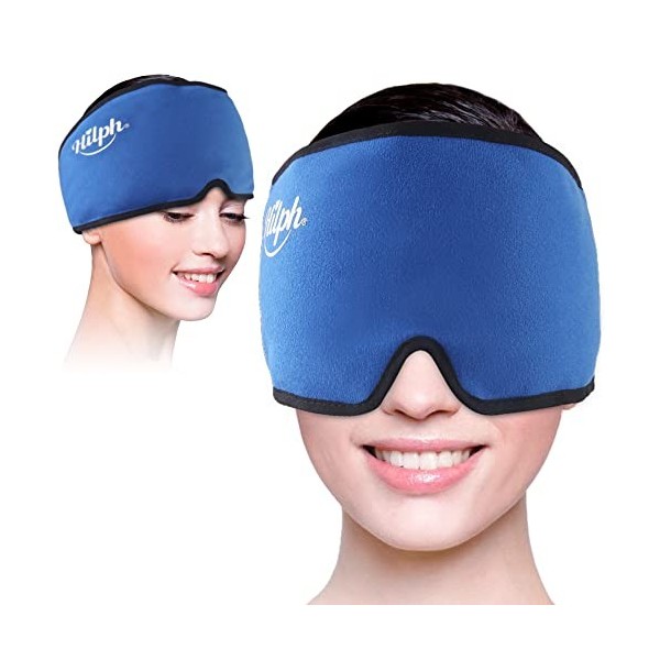 Hilph Bonnet Anti Migraine Froid Poche de Glace en Gel Bandeau, Soulage les Maux de Tête Migraine, Masque Migraine Relief Cap