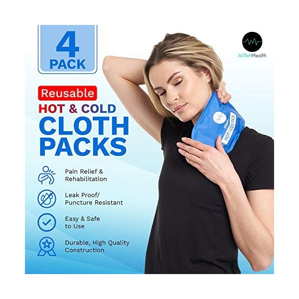 Lot de 4 packs de glace réutilisables pour les blessures - Compresses froides - Poche de glace en gel pour les blessures - 26