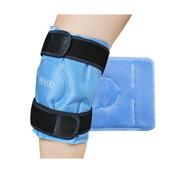 REVIX Pack de glace pour soulager la douleur au genou, réutilisable pour les blessures aux jambes, les gonflements, thérapie 