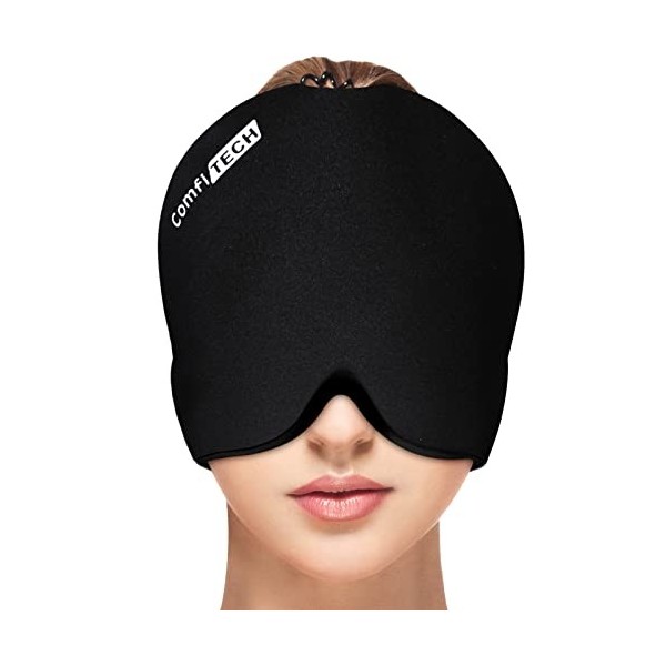 ComfiTECH bonnet migraine froid, bonnet anti-maux de tête pour soulager les yeux gonflés de tension pour les maux de tête des