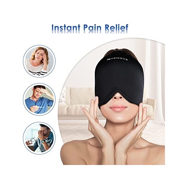 Chenove Migraine Ice Bandeau de tête en gel pour soulager les maux de tête, confortable et extensible pour migraines avec com