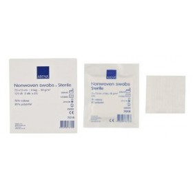 125 pièces Vlieskompressen STÉRILES 4 plis Curi-Med 7,5 cm x 7,5 cm blanc