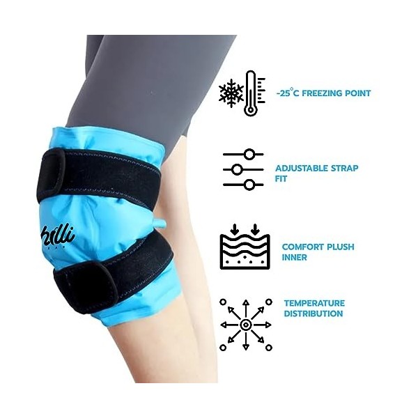 Sac de glace pour genou – Pack de gel souple post-chirurgie pour soulager la douleur – Thérapie par le chaud et le froid réut