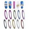 Bethyall Gel pour Ongle Styles Striping Decals Line Tape 1mm Tips Nail 10 Art Colors Rough Autocollant Multicolor, One Size 