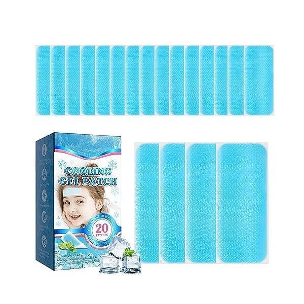 20 Pcs Patch De Gel Refroidissant pour La Fièvre, Patch De Gel Rafraîchissant, Refroidissement Patche, Soulagement De La Fièv