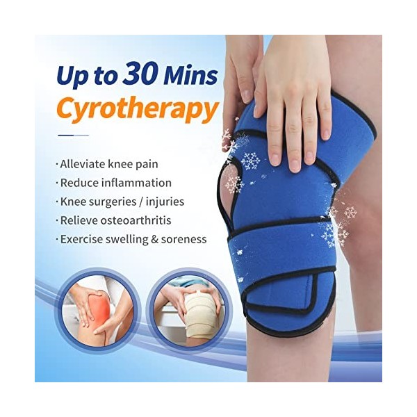 Sac de glace pour genou, compresse froide réutilisable, compresse froide flexible pour blessure au genou, chirurgie, douleur 