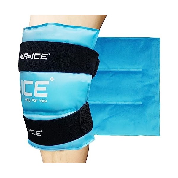 Enveloppe de glace pour le genou soulager la douleur, Poche de froid en gel réutilisable et flexible pour les blessures, Gonf