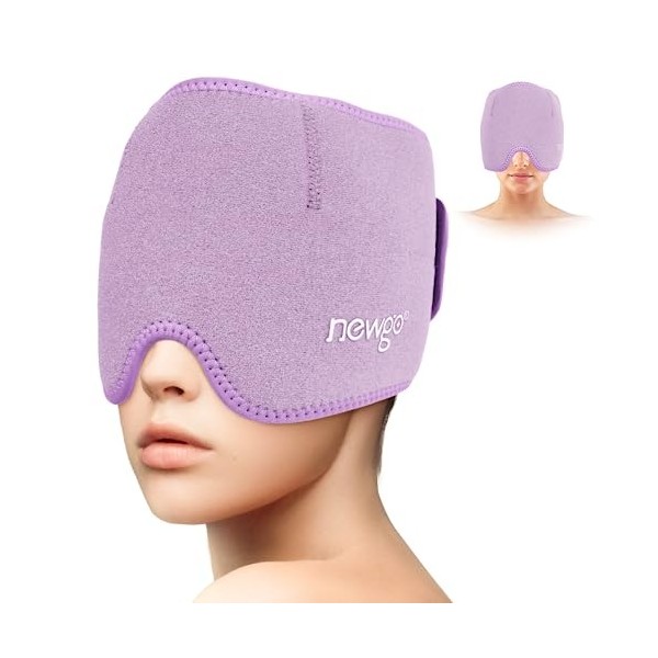 NEWGO Migraine Relief Cap, masque de migraine réutilisable pour la migraine, compresse chaude et froide utilisée pour les mig