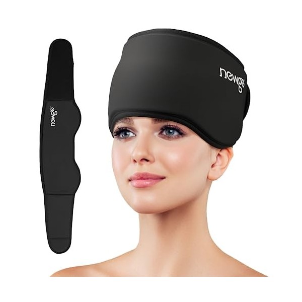 NEWGO Pack de glace pour la tête pour la migraine, pack de glace réutilisable pour les maux de tête, compresses chaudes et fr