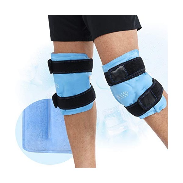 REVIX sac de glace réutilisable pour soulager la douleur au genou, pack de glace pour genou avec thérapie par compression fro