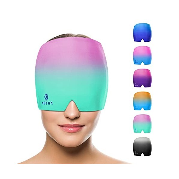 ABYON Masque de migraine - En gel - Extensible - Pour soulager les maux de tête, les tensions, le stress, le refroidissement 