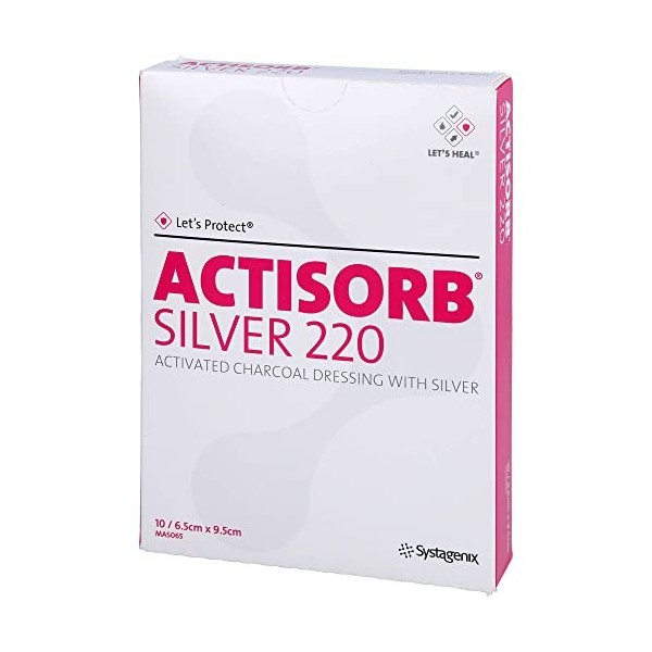 ACTISORB Silver 220 6,5 cm x 9,5 cm sterile Kompressen Reimport EMRAmed, 10 pc Compresses