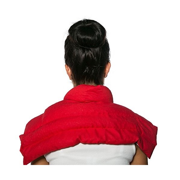 Coussin épaules et nuque avec col aux graines de lin - rouge - Coton Bio - coussin thermique Coussin aux graines