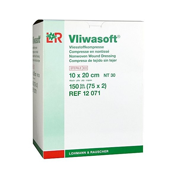 vliwa Soft Compresses non tissées stériles 10 x 20 cm 4lagig, 150 St