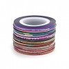 XingFEI 30 Rolls Mixed Colors Nail-Striping Art Bande Ligne Sticker DIY Decal avec 1Pc Bande Libre Cas Titulaire Outil