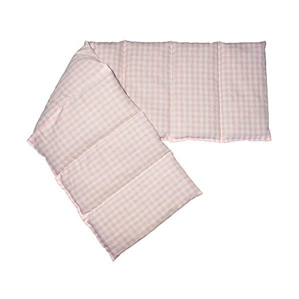 Coussin aux pépins de raisin compartimenté en huit XXL - 75x20 cm - Tissu biologique en vichy rose et blanc -Coussin Chauffan