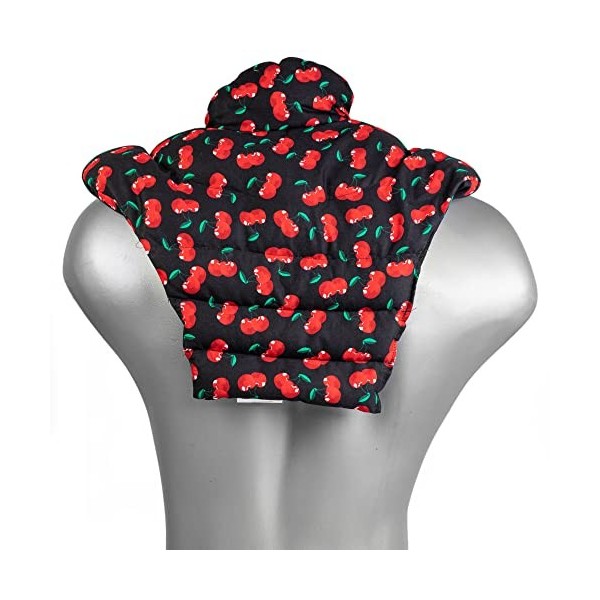 Tour de cou pour vertèbres cerivicales avec col montant et partie dorsale - cherry-black - Coussin chaud aux graines de colza