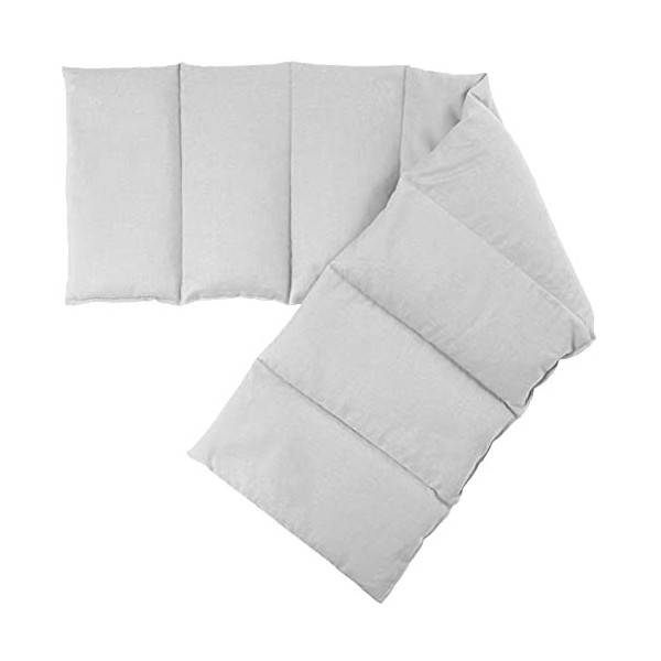 Coussin aux graines de groseille compartimenté en huit 75x20cm - blanc - Coussin bouillotte aux graines - Compresse froide