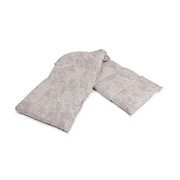 Extra long - Coussin aux graines de groseille compartimenté en huit 75x20cm - shabby chic gris-beige - Coussin bouillotte aux