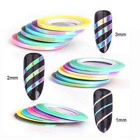 LINVINC Ongles Accessoires Autocollant - DIY Assorties Couleurs Nail Art Décoration Stripes, Ongle Nail Art Striping Tape, St