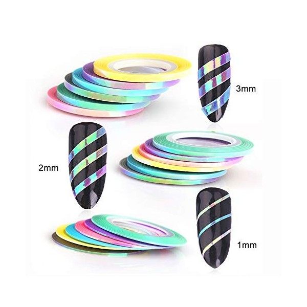 LINVINC Ongles Accessoires Autocollant - DIY Assorties Couleurs Nail Art Décoration Stripes, Ongle Nail Art Striping Tape, St