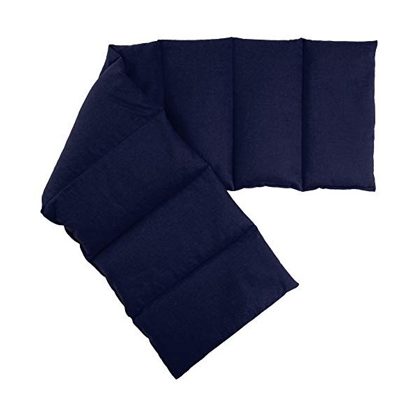 Coussin aux graines de groseille compartimenté en huit 75x20cm - bleu foncé - Coussin bouillotte aux graines - Compresse froi