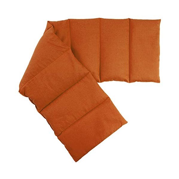 Coussin aux graines de groseille compartimenté en huit 75x20cm - Orange - Coussin bouillotte sèche - Compresse froide