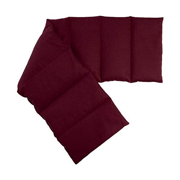 Coussin Chauffant - Coussin aux graines de groseille compartimenté en huit 75x20cm - bordeaux - Coussin bouillotte aux graine