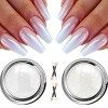 Perle Blanche Poudre pour Ongles Chromée - Cadeau Saint Valentin Femme Aurora Sirène Licorne Poudre Pigmentée Chrome pour Ong