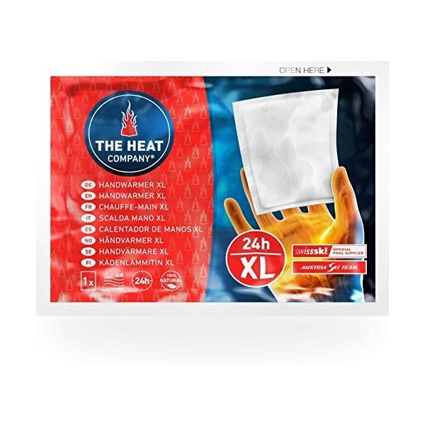 THE HEAT COMPANY Chauffe-Mains XL – 10 pièces – Extra Chaud – Coussin Chauffant XL – 24 Heures au Chaud – Chaleur instantanée