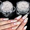 2 Boîtes Blanc Perle - Aurora Ice Chrome Pigment poudre Transparente pour les ongles, Vernis Donut Paillettes Poudre Effet Mi