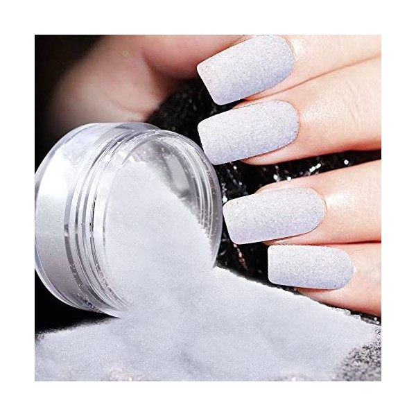 2 Boîtes Blanc Perle - Aurora Ice Chrome Pigment poudre Transparente pour les ongles, Vernis Donut Paillettes Poudre Effet Mi