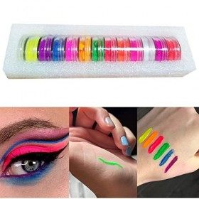 Lot de pigments phosphoreux fluorescents pour ongles - Poudre pour les yeux - Décoration pour ongles - Paillettes C 